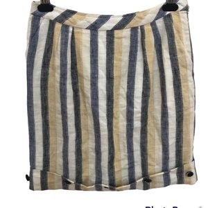 Edme & Esyllte Anthropologie Blue White & Yellow Striaght Striped Skirt, Size 6